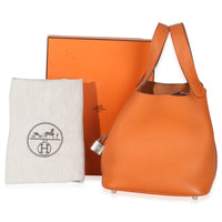 Hermès Orange H Clemence Picotin Lock 18 PHW Handbag av