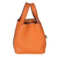 Hermès Orange H Clemence Picotin Lock 18 PHW Handbag bv
