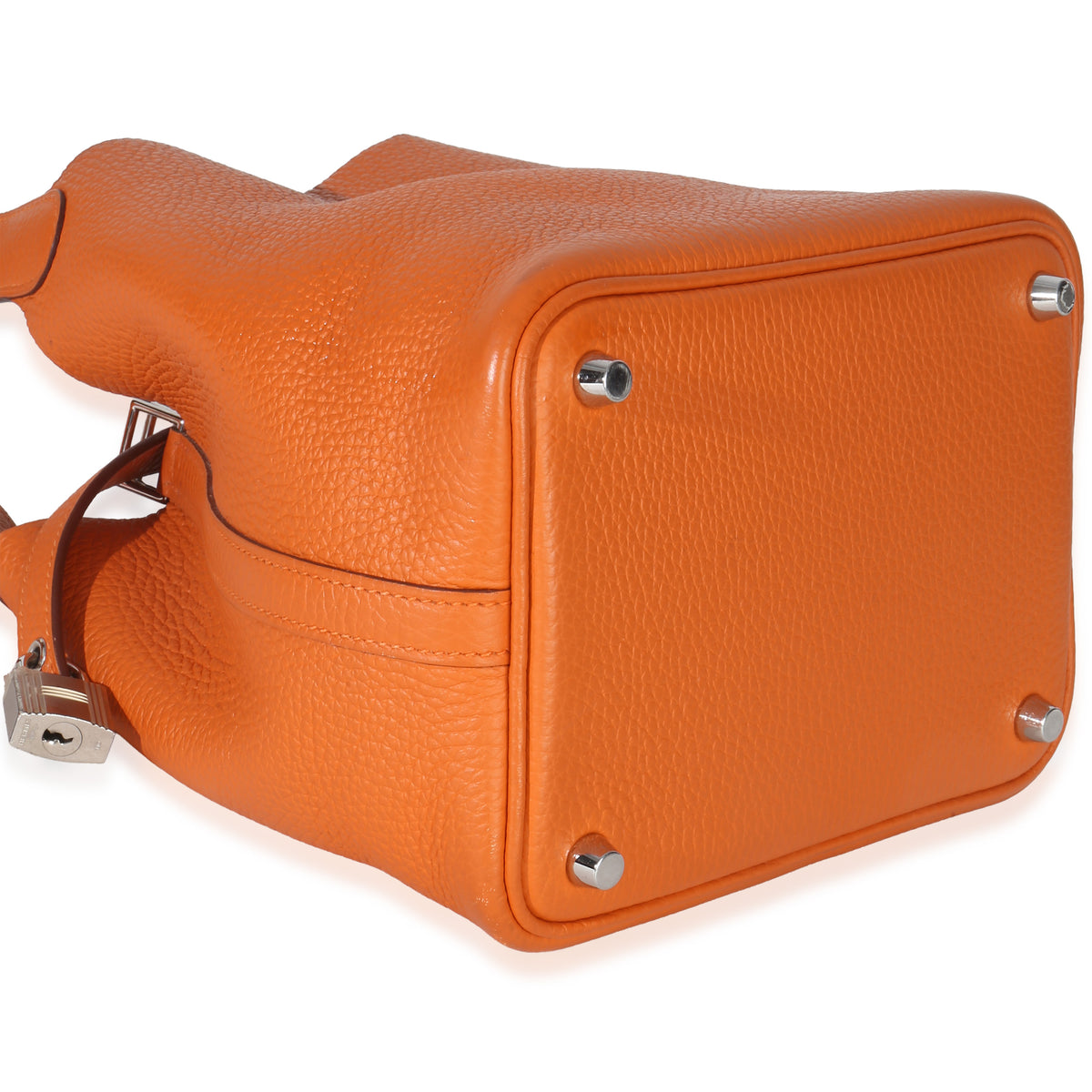Hermès Orange H Clemence Picotin Lock 18 PHW Handbag clasp