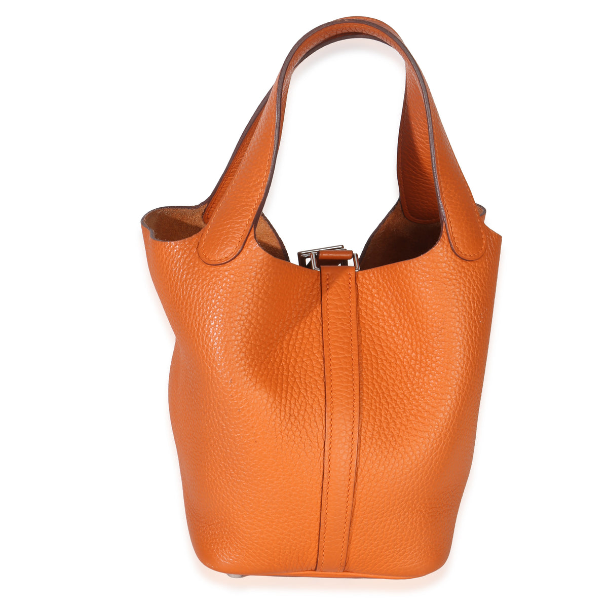 Hermès Orange H Clemence Picotin Lock 18 PHW Handbag pv
