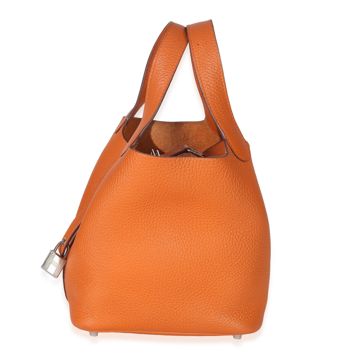 Hermès Orange H Clemence Picotin Lock 18 PHW Handbag sv