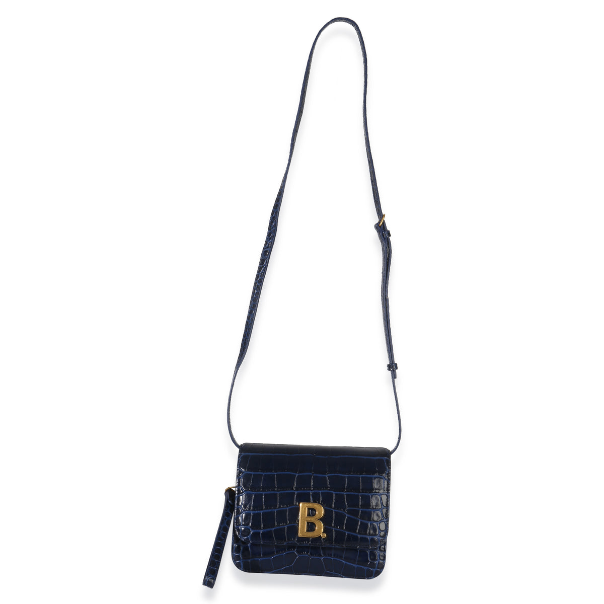 Balenciaga B. Navy Croc Small Shoulder Bag Handbag av