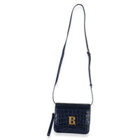 Balenciaga B. Navy Croc Small Shoulder Bag Handbag av
