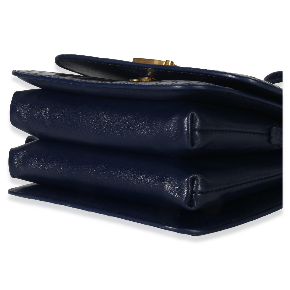Balenciaga B. Navy Croc Small Shoulder Bag Handbag box