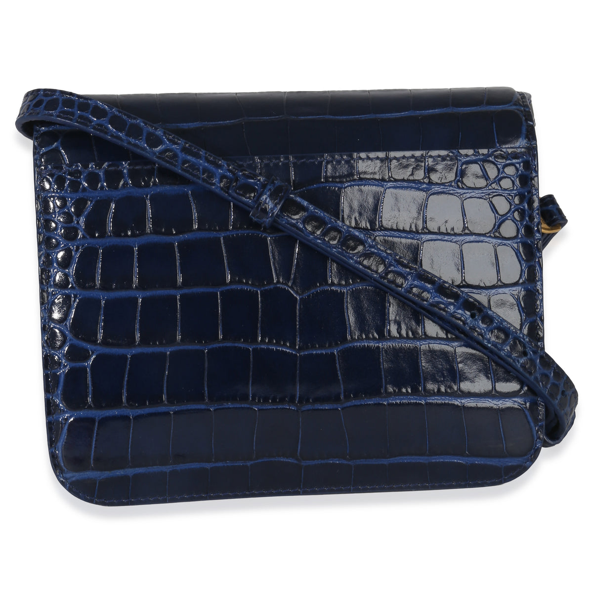 Balenciaga B. Navy Croc Small Shoulder Bag Handbag bv
