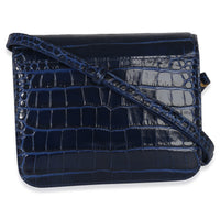Balenciaga B. Navy Croc Small Shoulder Bag Handbag bv