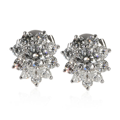 Tiffany & Co. Platinum Diamond Victoria Cluster Earrings fv