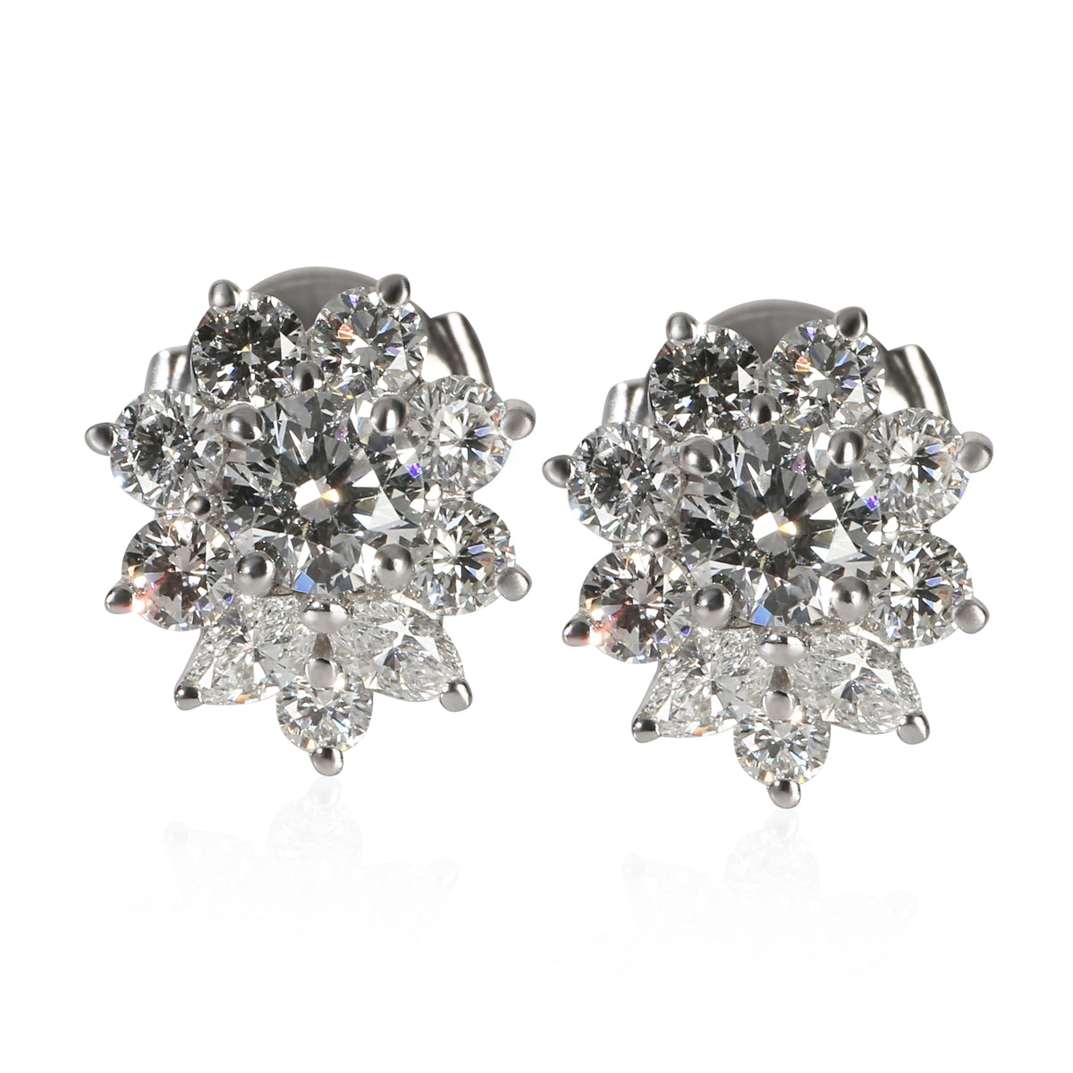Tiffany & Co. Platinum Diamond Victoria Cluster Earrings fv