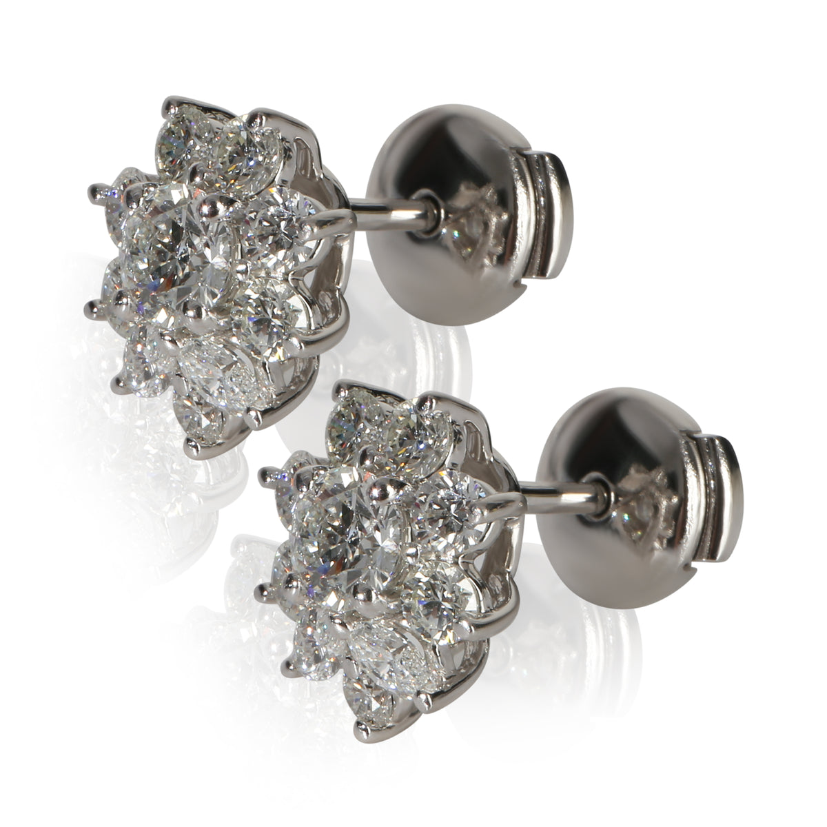 Tiffany & Co. Platinum Diamond Victoria Cluster Earrings bv