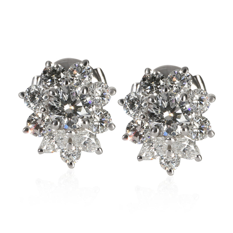 Tiffany & Co. Platinum Diamond Victoria Cluster Earrings fv