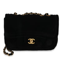 Chanel Black Quilted Velvet Double Frame Mini Flap Bag Handbag id
