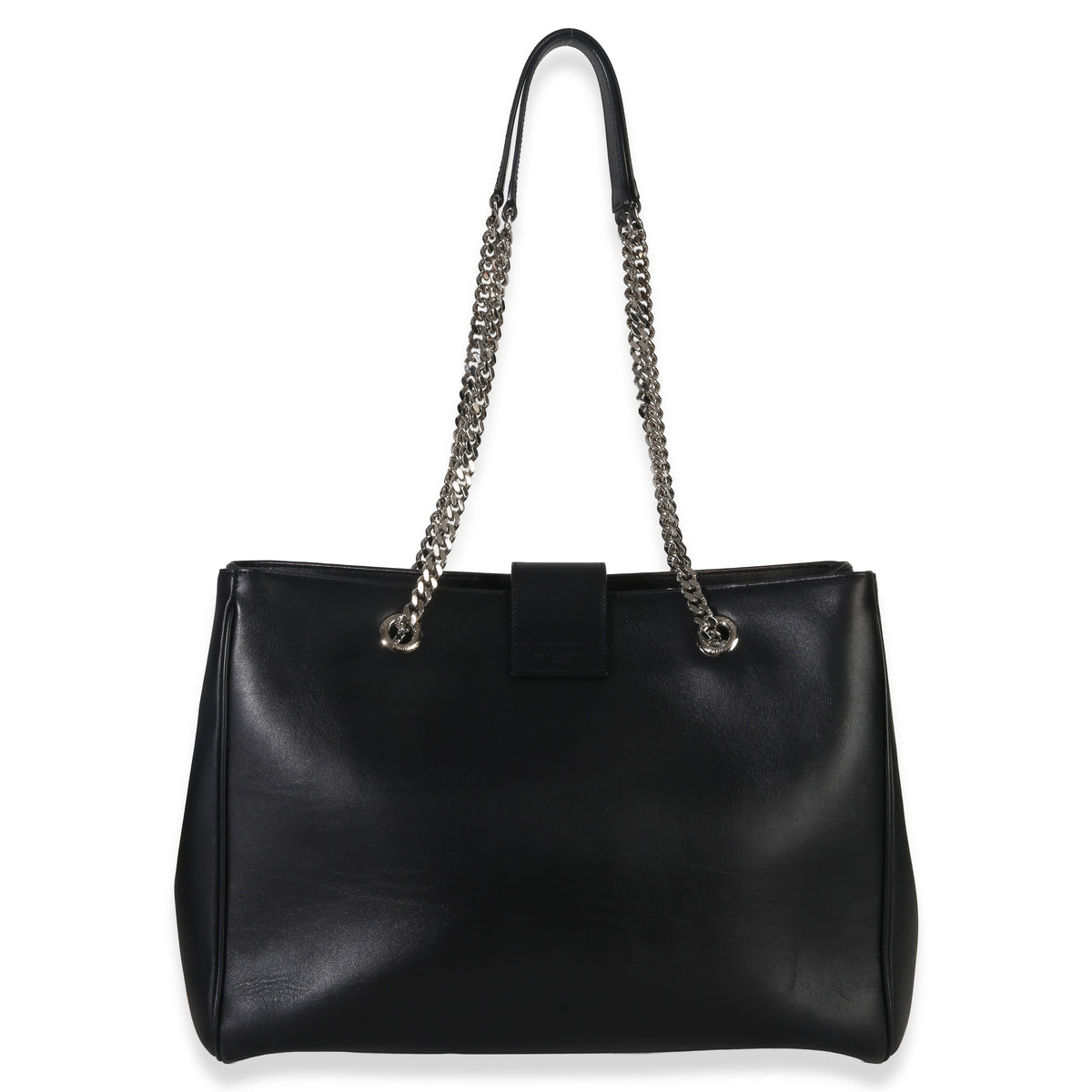 Saint Laurent Black Smooth Leather Cassandre Tote Bag Handbag bv