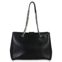 Saint Laurent Black Smooth Leather Cassandre Tote Bag Handbag bv