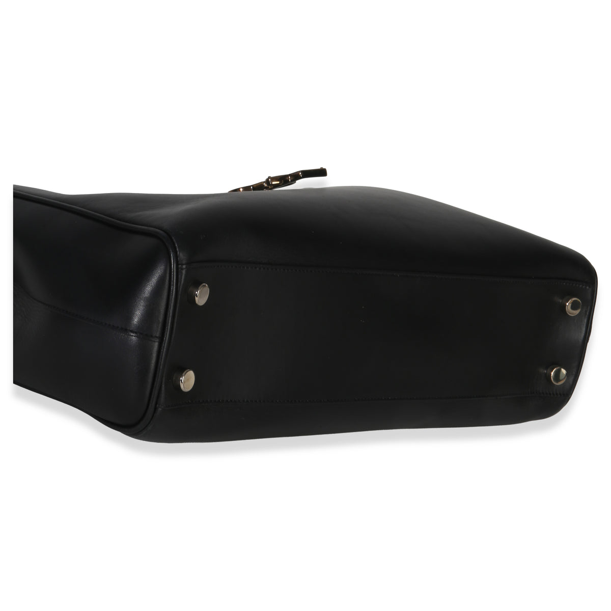 Saint Laurent Black Smooth Leather Cassandre Tote Bag Handbag clasp