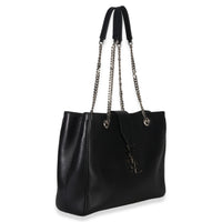 Saint Laurent Black Smooth Leather Cassandre Tote Bag Handbag pv