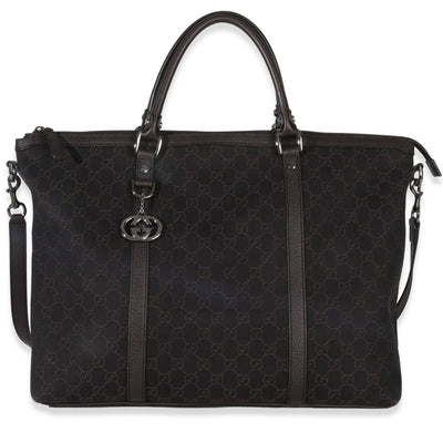 Gucci Brown GG Supreme Canvas Medium GG Charm Tote Handbag fv