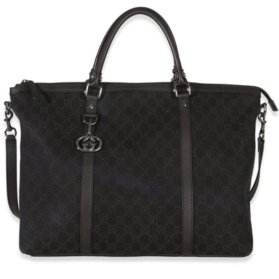 Gucci Brown GG Supreme Canvas Medium GG Charm Tote Handbag id