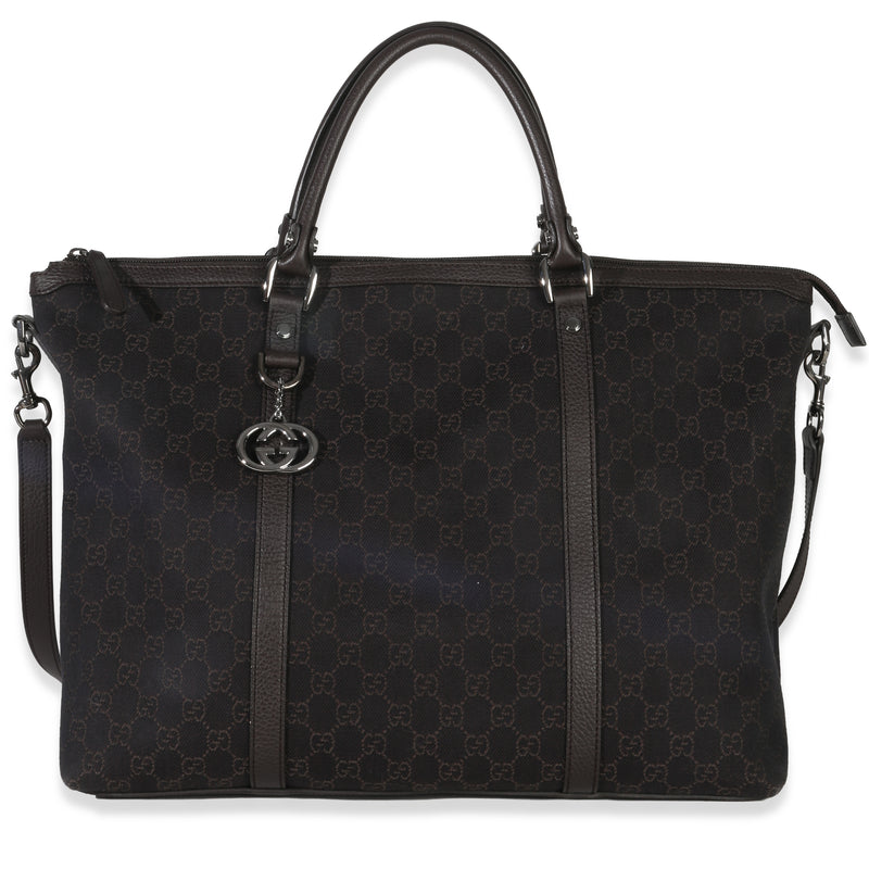 Gucci Brown GG Supreme Canvas Medium GG Charm Tote Handbag id