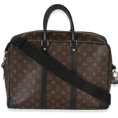 Louis Vuitton Black Monogram Canvas Porte Documents Briefcase Handbag fv