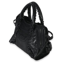 Balenciaga Black Agneau Classic Hardware Mini City Bag Handbag bv