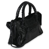 Balenciaga Black Agneau Classic Hardware Mini City Bag Handbag pv