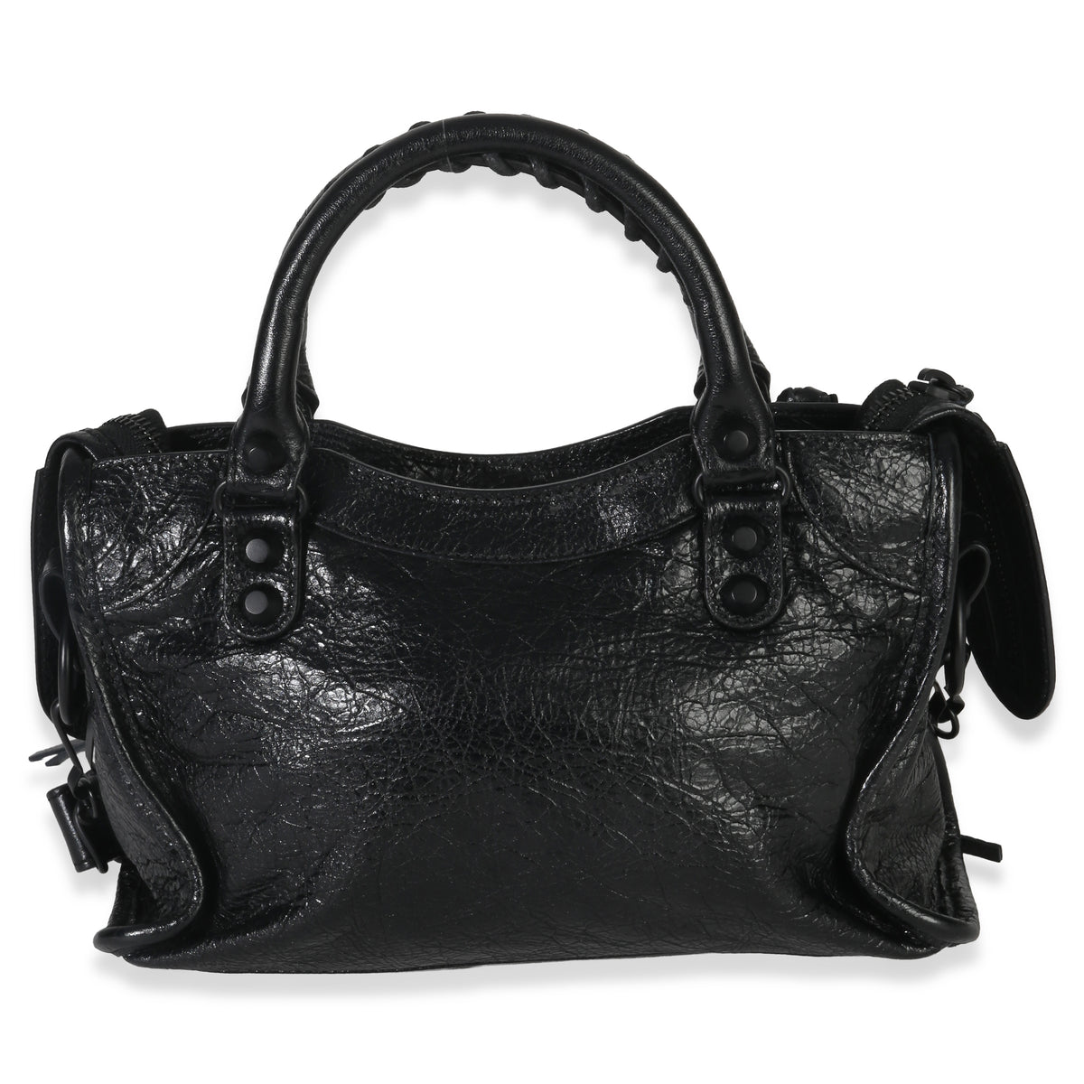 Balenciaga Black Agneau Classic Hardware Mini City Bag Handbag stamp