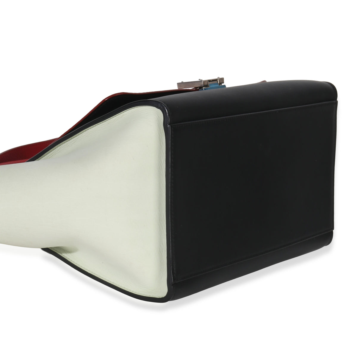 Celine Red Black White Grained Calfskin Small Trapeze Bag Handbag clasp