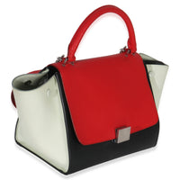 Celine Red Black White Grained Calfskin Small Trapeze Bag Handbag pv