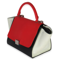 Celine Red Black White Grained Calfskin Small Trapeze Bag Handbag sv