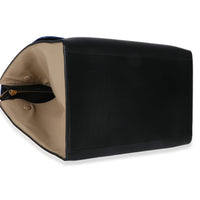 Celine Blue Black Cream Suede Grained Calfskin Small Trapeze Bag Handbag clasp