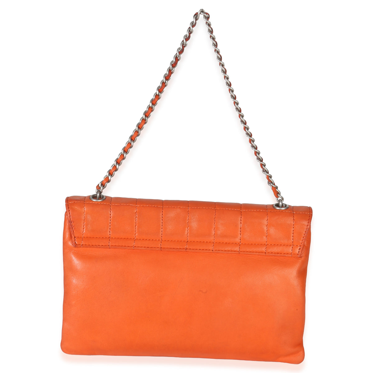 Chanel Orange Quilted Lambskin Chocolate Bar Mademoiselle Flap Handbag bv