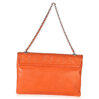 Chanel Orange Quilted Lambskin Chocolate Bar Mademoiselle Flap Handbag bv
