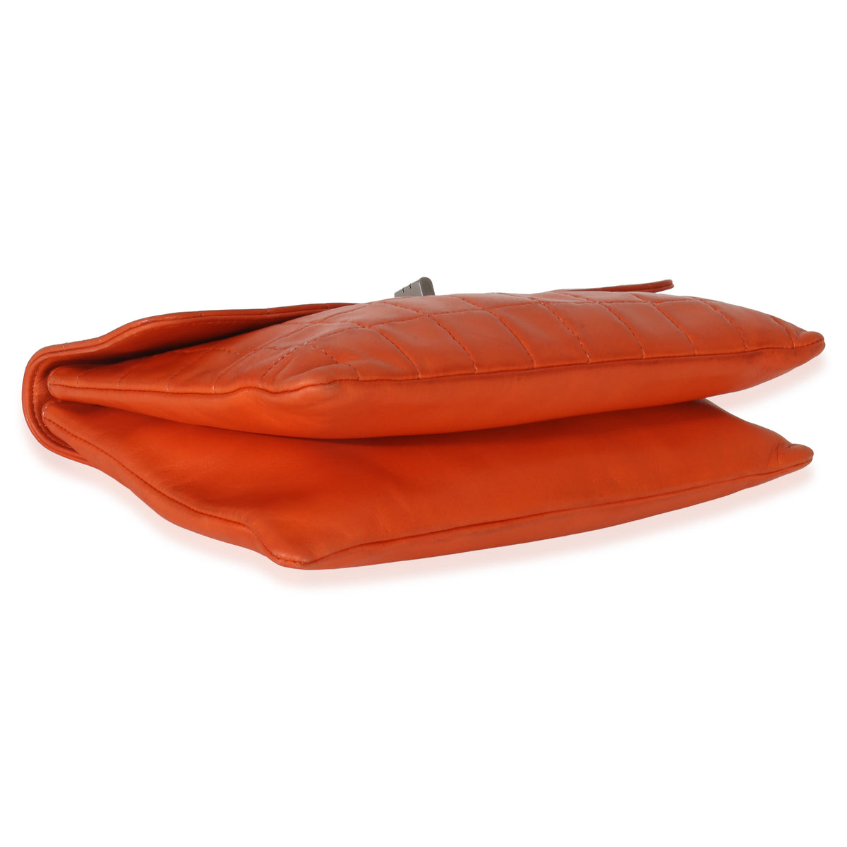 Chanel Orange Quilted Lambskin Chocolate Bar Mademoiselle Flap Handbag clasp
