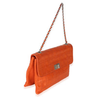 Chanel Orange Quilted Lambskin Chocolate Bar Mademoiselle Flap Handbag pv