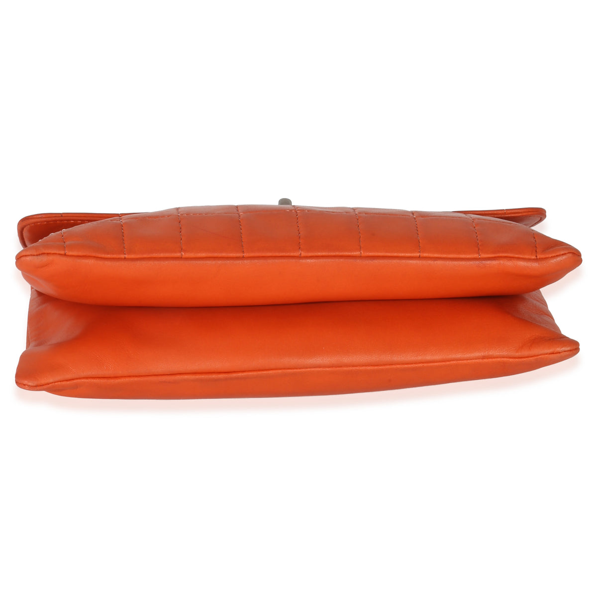 Chanel Orange Quilted Lambskin Chocolate Bar Mademoiselle Flap Handbag stamp