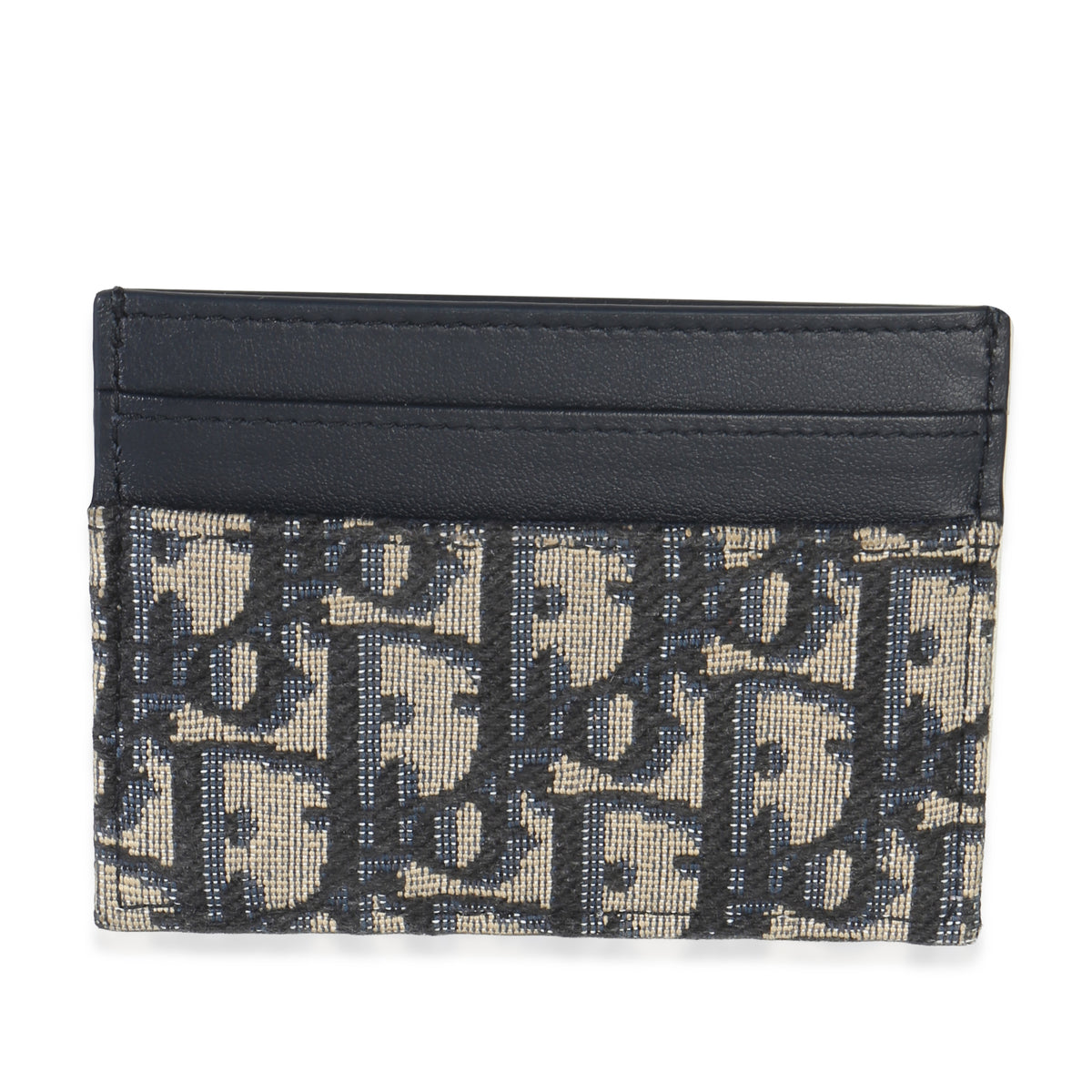 Christian Dior Navy Oblique Logo Card Holder Wallet bv