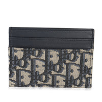 Christian Dior Navy Oblique Logo Card Holder Wallet bv