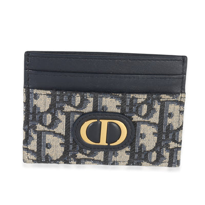 Christian Dior Navy Oblique Logo Card Holder Wallet fv