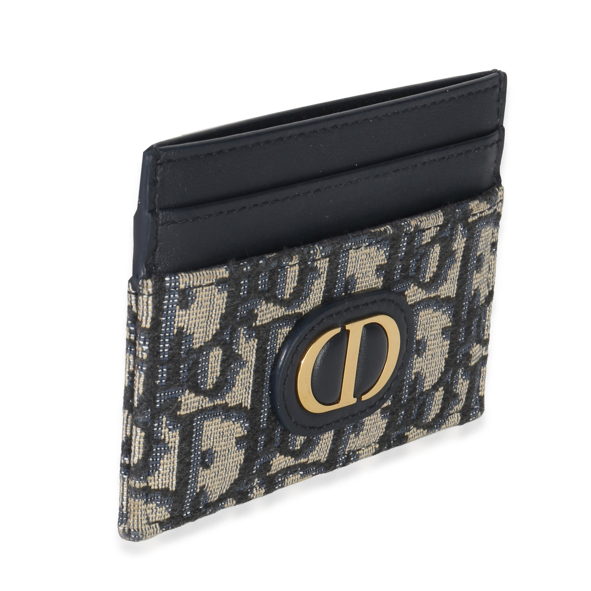 Christian Dior Navy Oblique Logo Card Holder Wallet pv
