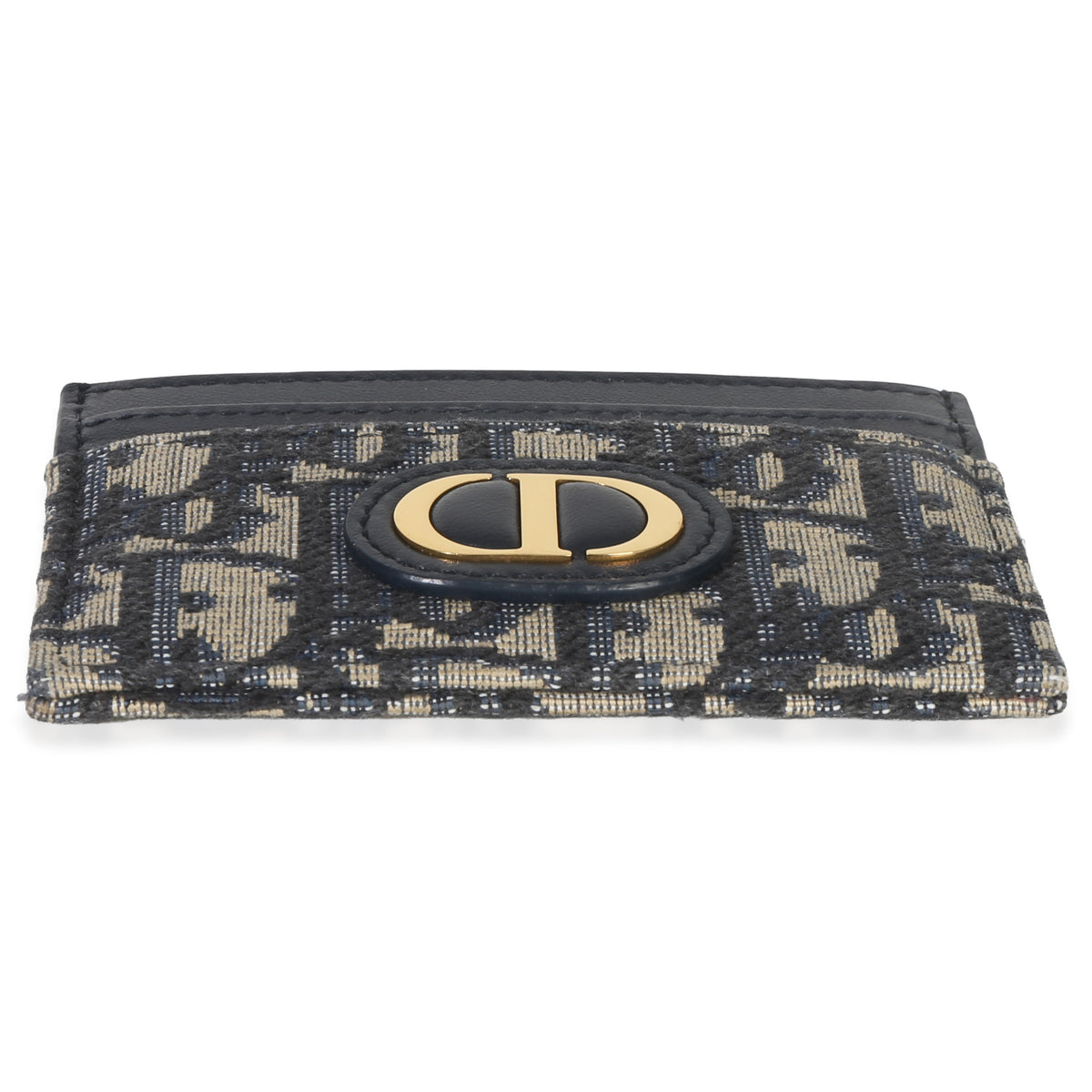 Christian Dior Navy Oblique Logo Card Holder Wallet stamp