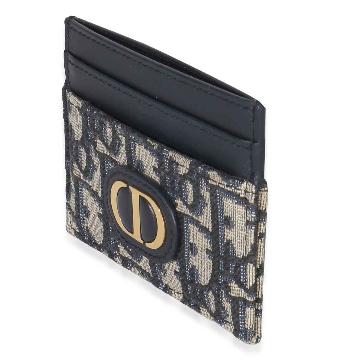 Christian Dior Navy Oblique Logo Card Holder Wallet sv