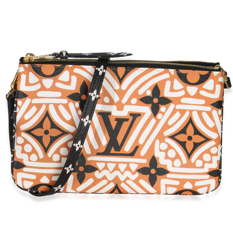 Louis Vuitton Orange Multicolor Monogram Giant Crafty Double Zip Pochette Handbag id