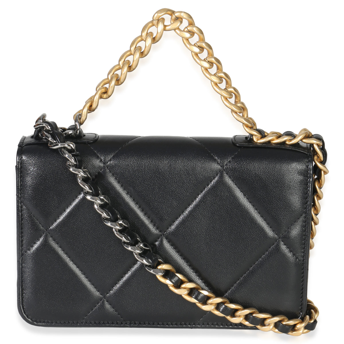 Chanel Black Quilted Lambskin  19 Wallet On Chain Handbag bv