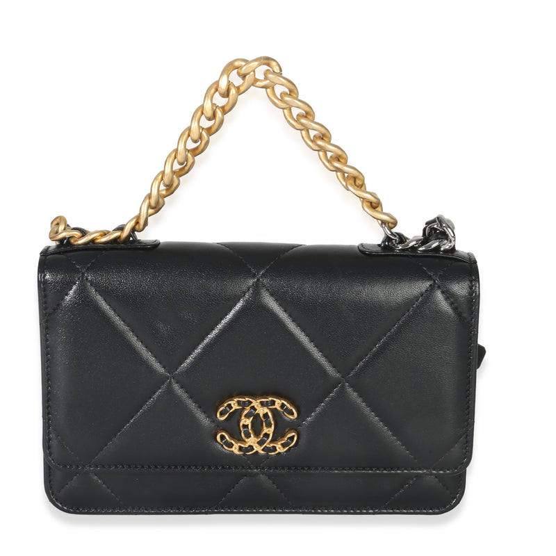 Chanel Black Quilted Lambskin  19 Wallet On Chain Handbag id