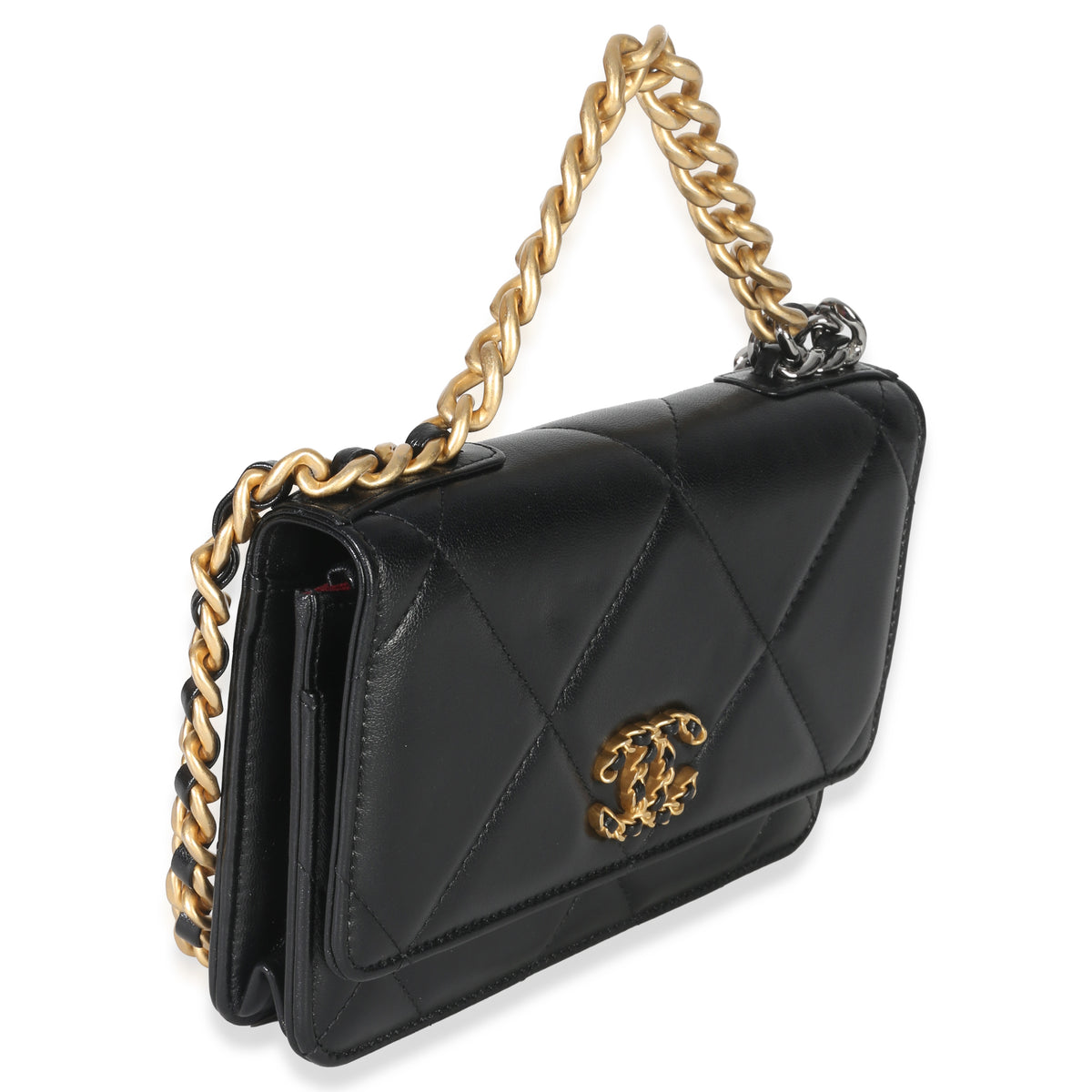 Chanel Black Quilted Lambskin  19 Wallet On Chain Handbag pv