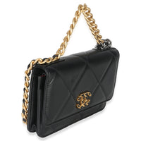 Chanel Black Quilted Lambskin  19 Wallet On Chain Handbag pv