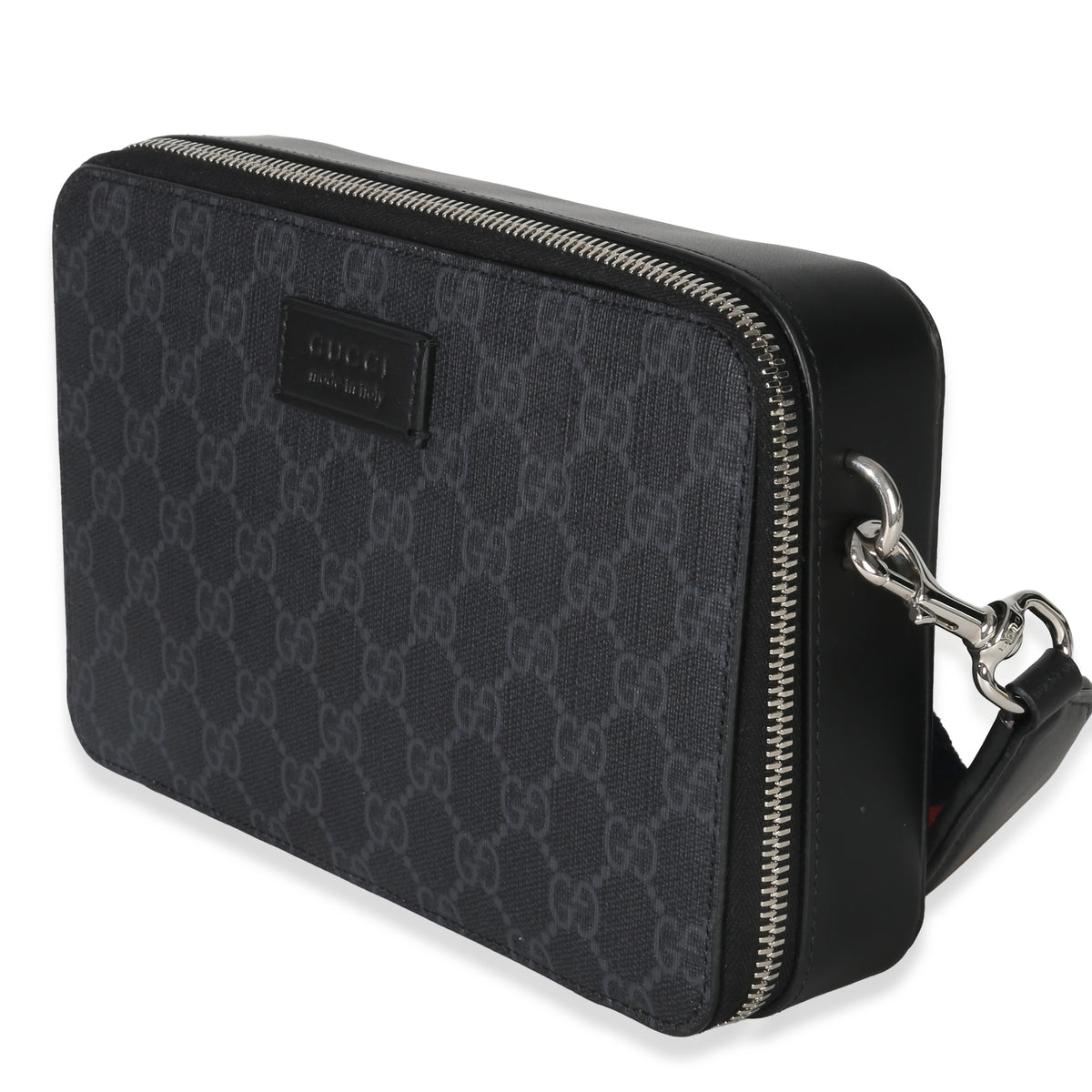 Gucci Black GG Supreme Canvas Web Small Crossbody Bag Handbag sv