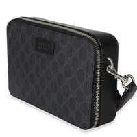 Gucci Black GG Supreme Canvas Web Small Crossbody Bag Handbag sv
