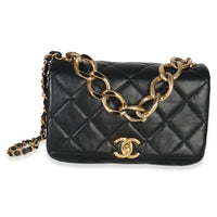 Chanel Black Quilted Lambskin Small Colour Match Flap Bag Handbag id