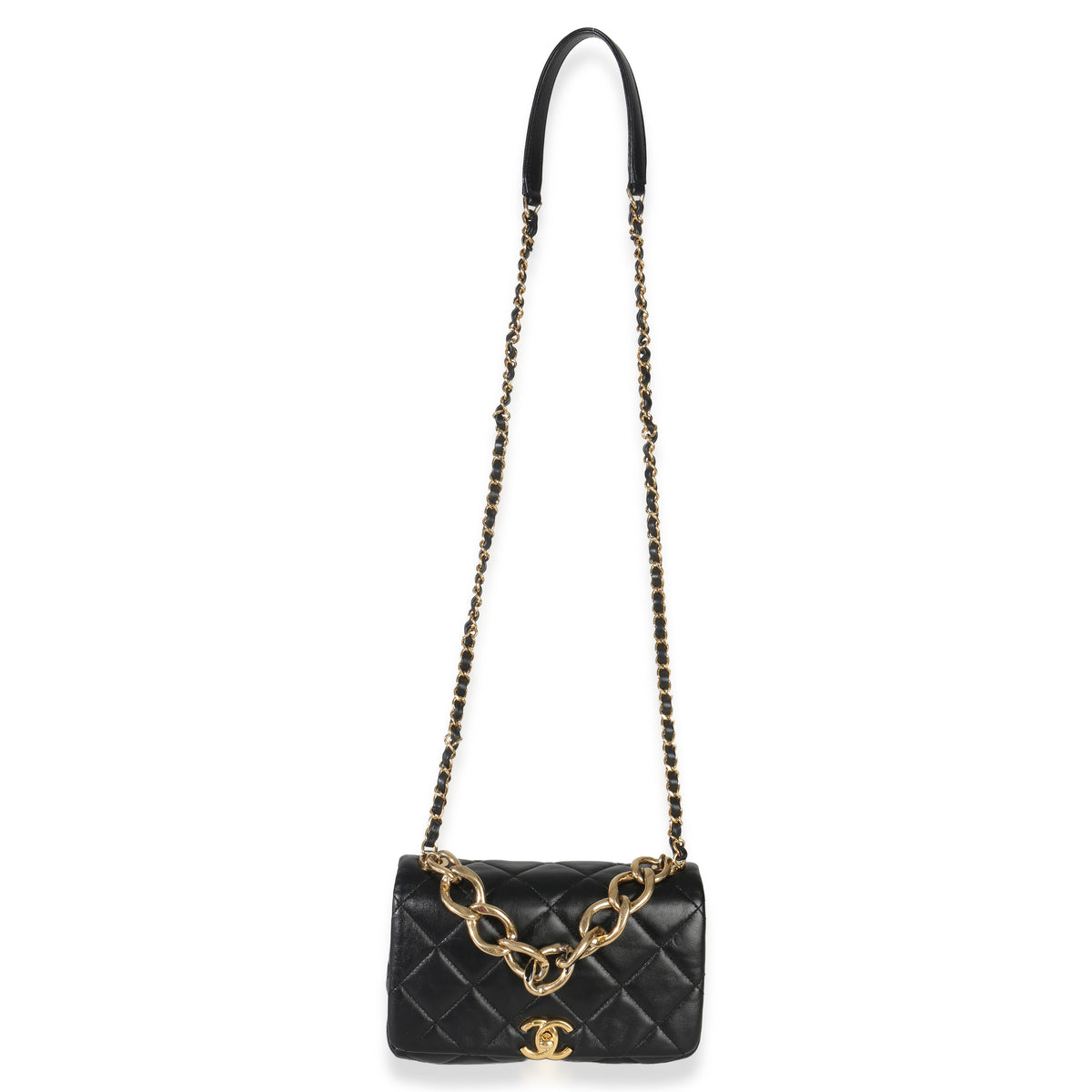 Chanel Black Quilted Lambskin Small Colour Match Flap Bag Handbag av